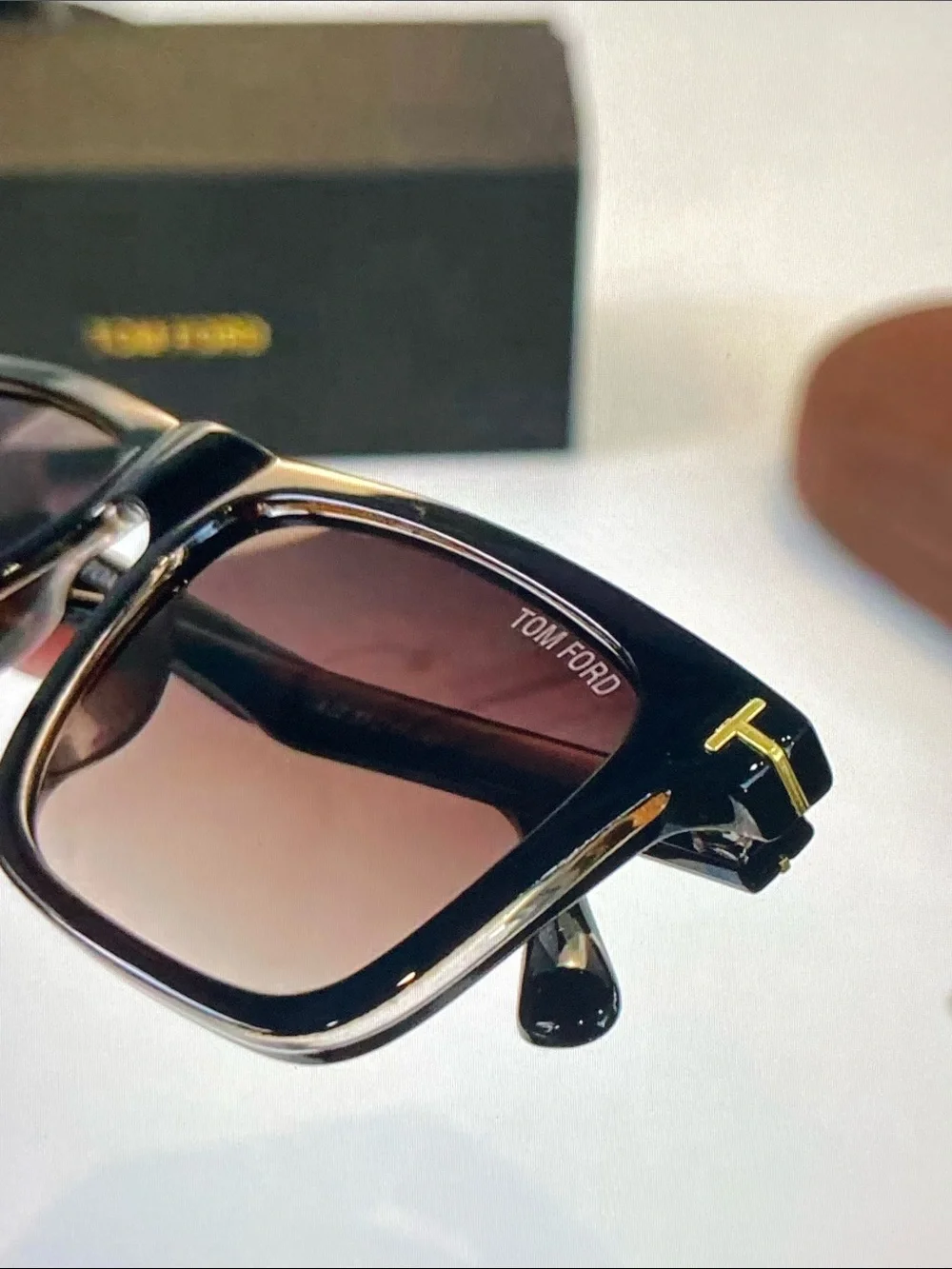 Tom Ford Black Frame Sunglasses with Brown Gradient Lenses